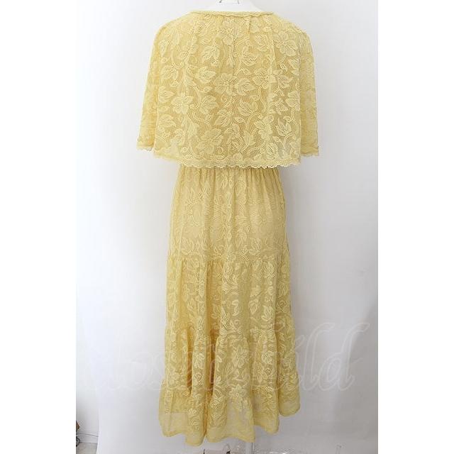 axes femme / ケープ風レースティアードワンピース F イエロー O-24-10