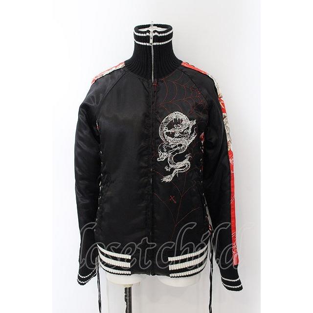 h.NAOTO EAST / 和柄切り替えサイドレースアップスカジャン ブラック O