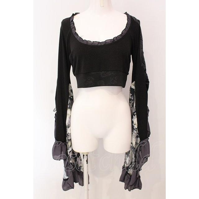 Qutie Frash / メッシュ着物袖トップス ブラック×ホワイト O-25-03-20
