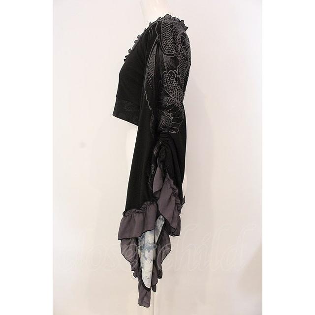 Qutie Frash / メッシュ着物袖トップス ブラック×ホワイト O-25-03-20