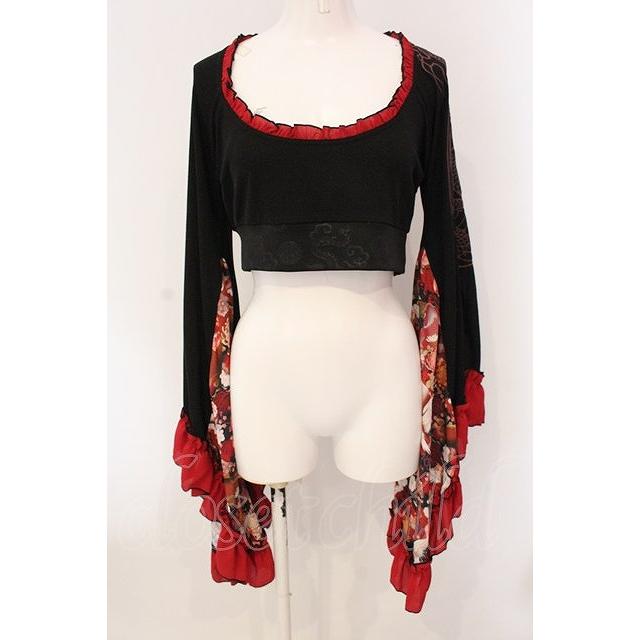 Qutie Frash / メッシュ着物袖トップス レッド×ブラック O-25-03-20 