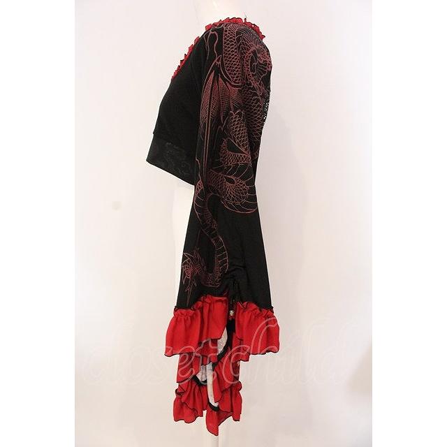 Qutie Frash / メッシュ着物袖トップス レッド×ブラック O-25-03-20 
