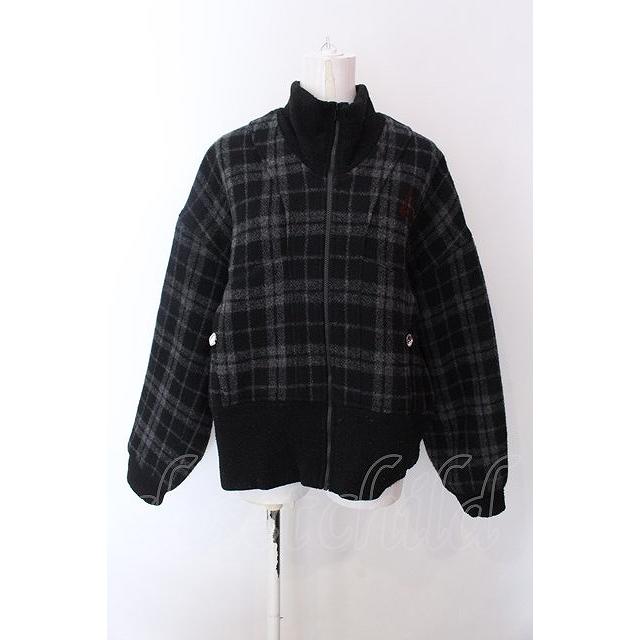 【正規品】完売品 希少 MILKBOY RIOT ZIP コート チェック ボア SALE】MILKBOY / チェック柄ブルゾン ブラック O-25-02-22-047-MB-JA