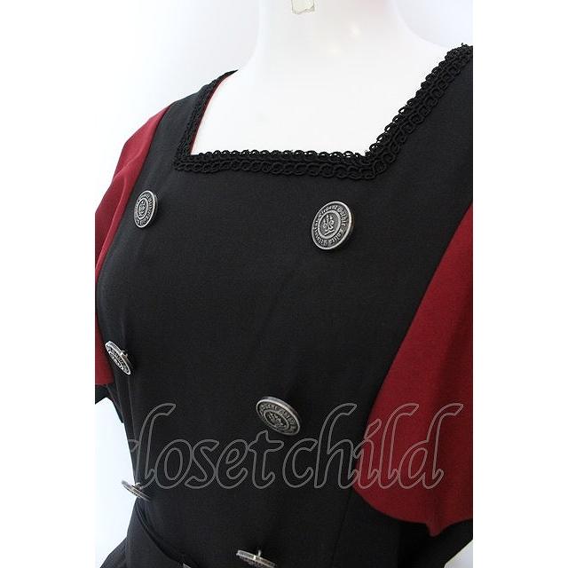 Moi-meme-Moitie / 蝙蝠ケープジャンパースカート ブラック×ボルドー O