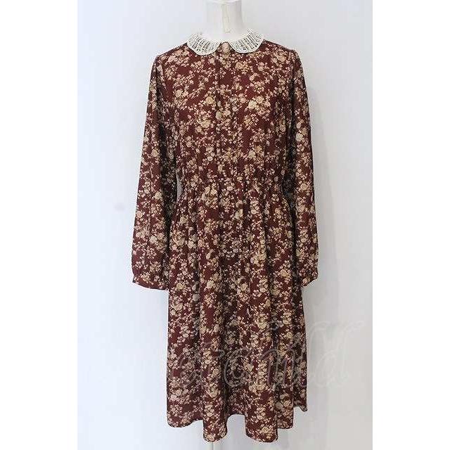 SALE】an another angelus / カメオブローチ付き壁紙花柄ワンピース