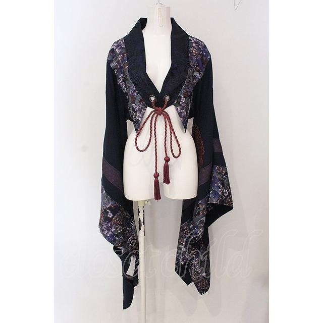 QutieFrash 和柄ショートカーデ Qutie Frash / 着物ショートカーデ ネイビー O-25-05-26-066-QU-TO-IG