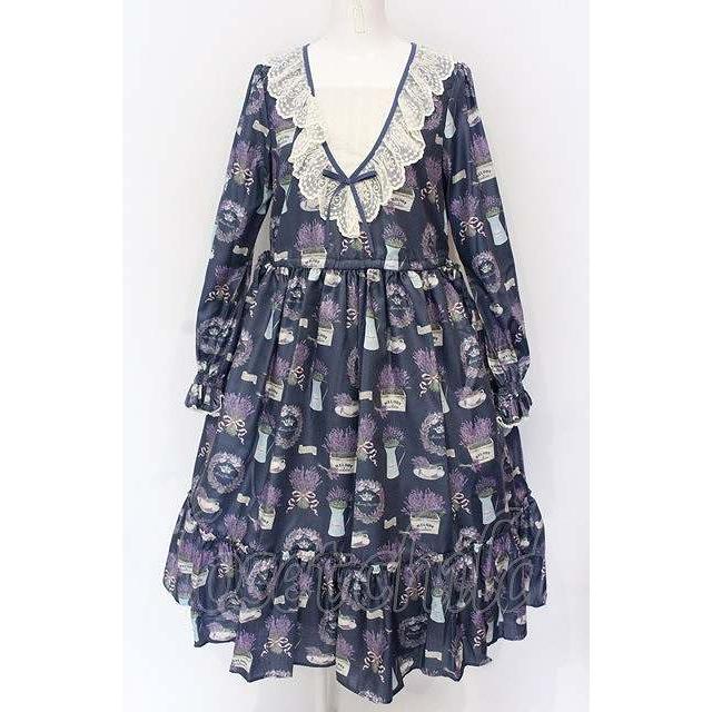 Melody BasKet / Lavender gardenワンピース M ネイビー O-25-05-28