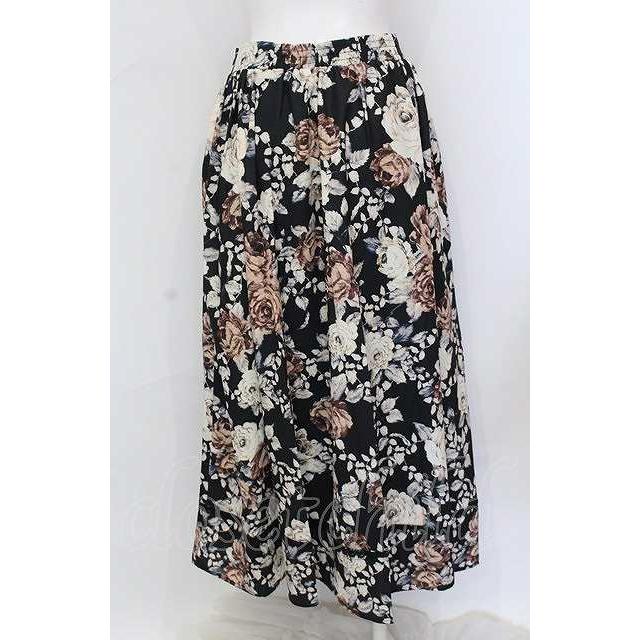 SALE】axes femme NOSTALGIE / 絵画風ローズ柄スカート F クロ O-25-05
