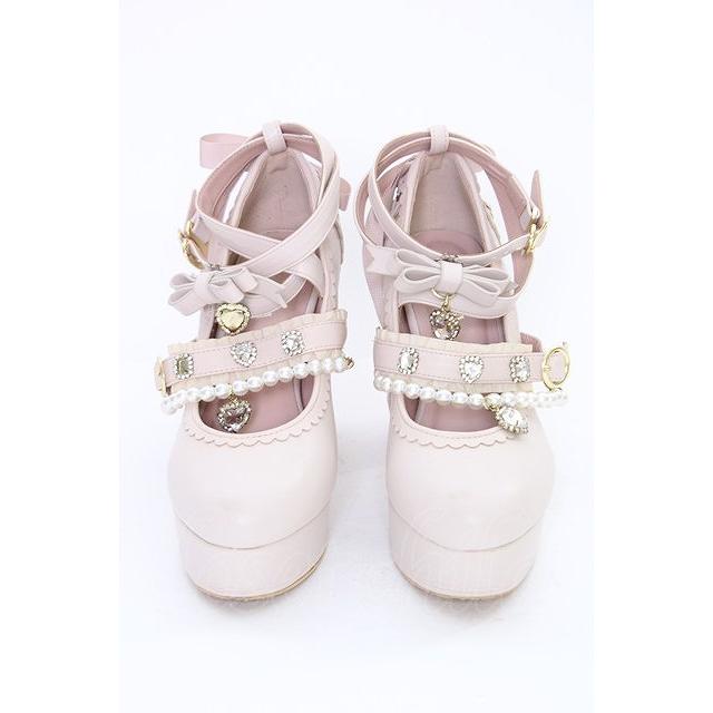LIZLISA ビジューパールクロスストラップパンプス ピンク LIZ LISA / ビジューパールクロスストラップパンプス 1 ピンク T