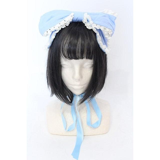 morphose ヘッドドレス metamorphose / 無地レース付きリボンヘッドドレス サックス O-25-06