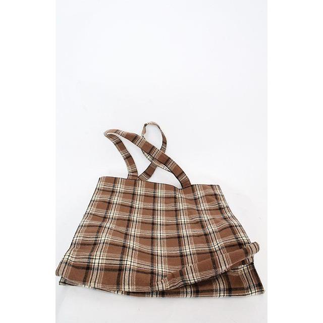 Maison de FLEUR / EC限定チェック柄スクエアトートバッグ ブラウン O