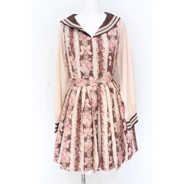 LIZ LISA / ストライプリボン柄ワンピース ブラウン系 O-25-07-31-1099