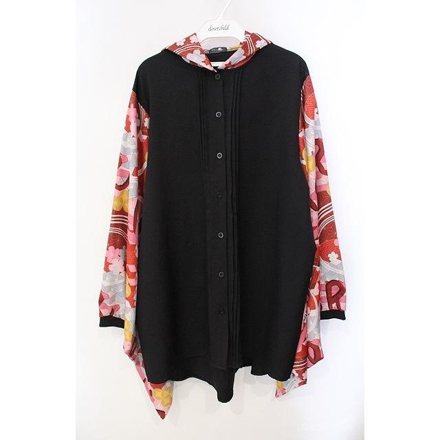 NieR CLOTHING / 袖口リブ付き春用着物風袖ブロッキングシャツ 