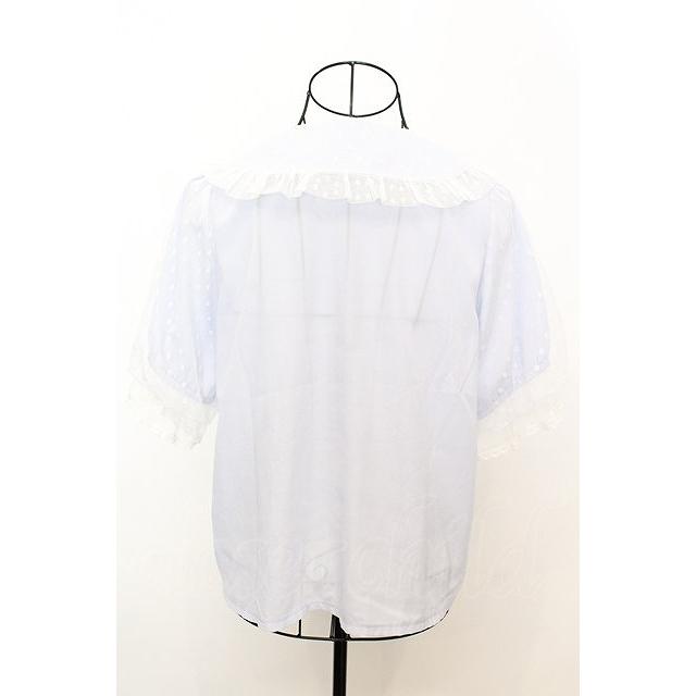 axes femme Kawaii / ドットチュール半袖ブラウス M ラベンダー O-25