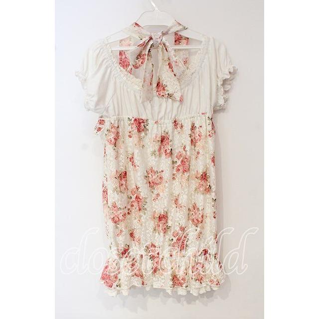 LIZ LISA / 花柄レースレイヤードチュニック 0 シロ×ピンク O-25-10-04