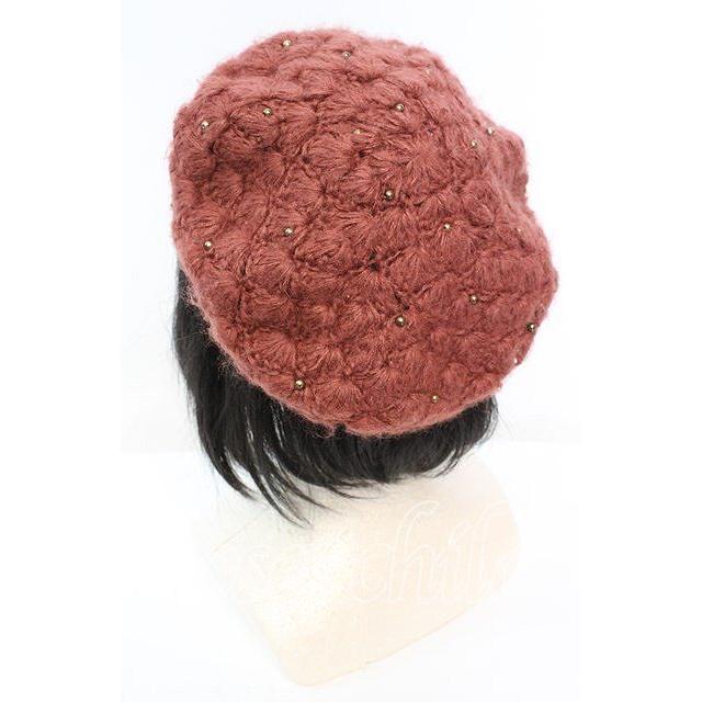 axes femme / スカラップニットベレー 朱色 O-25-10-11-1063-AX-AC-IG