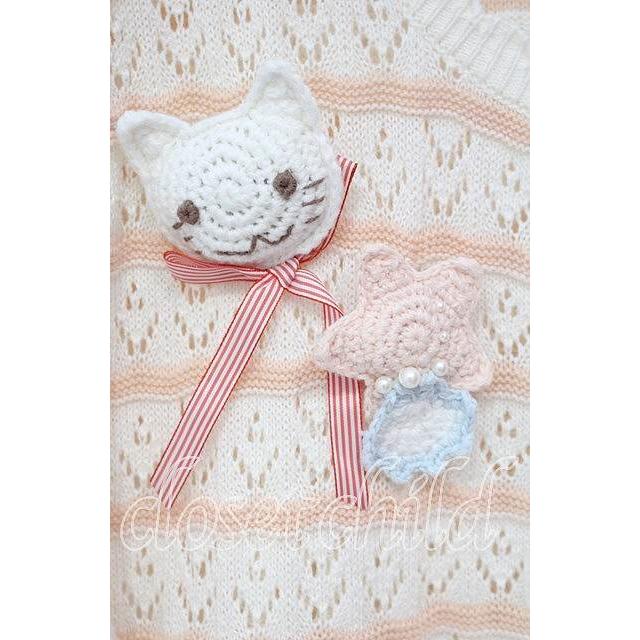 PINK HOUSE / さざ波とねこミニブローチ付きニットカーディガン キナリ O-25-10-18-082-LO-TO-OW-ZT395_1