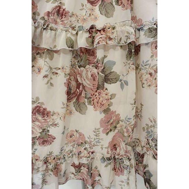 Innocent World / ローズシフォン丸衿ドレス M ピンクxボルドー O-26
