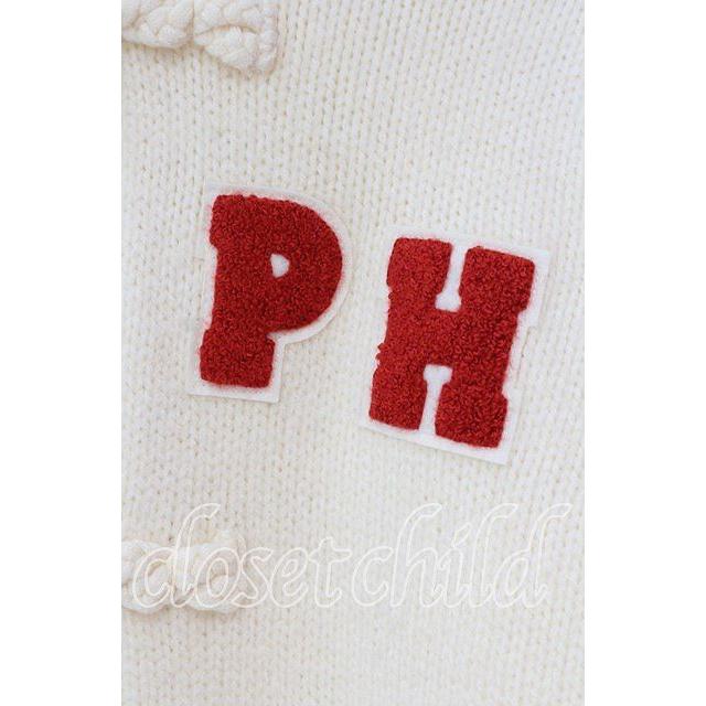 PINK HOUSE / PHロゴワッペン付きフードニットカーディガン オフ O-25