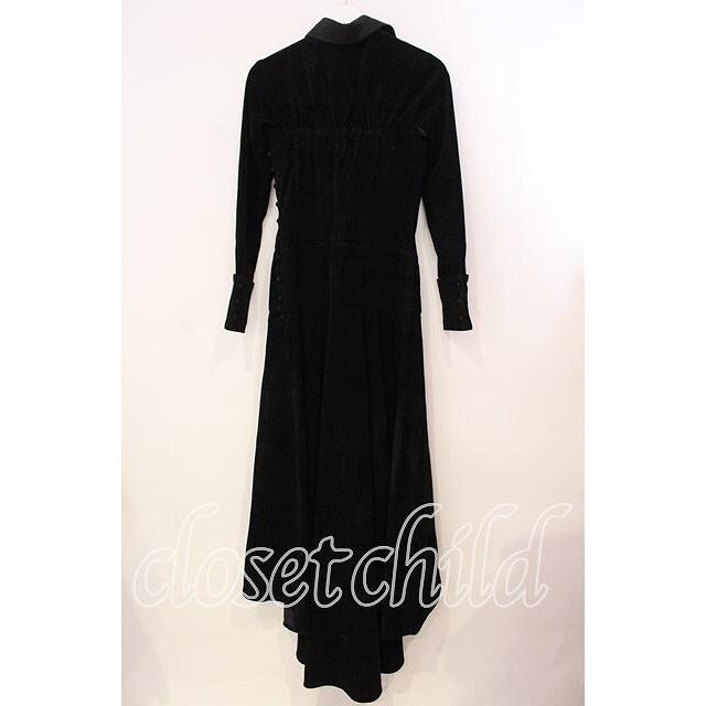 alice auaa / 04A/W【personality cult 個人崇拝 ID】別珍コートワンピース 4 ブラック O-25-12-02-013-AA-OP-OW-OSの画像