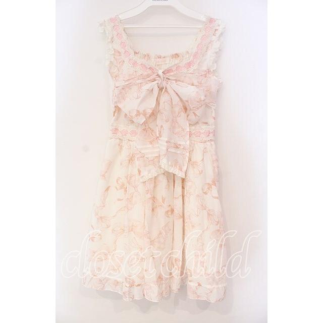 LIZ LISA / リボン柄ワンピース 0 ピンク O-25-12-02-055-LO-OP-OW-OS