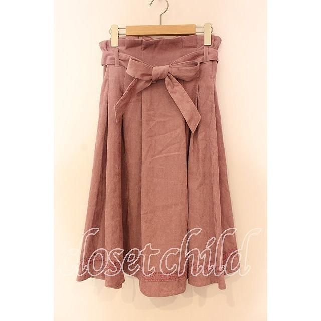 axes femme / コーデュロイミドルスカート ピンク O-25-12-16-029-AX