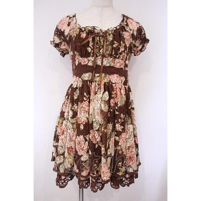 LIZ LISA / 総レースレースアップワンピース 0 ブラウン O-26-02-03