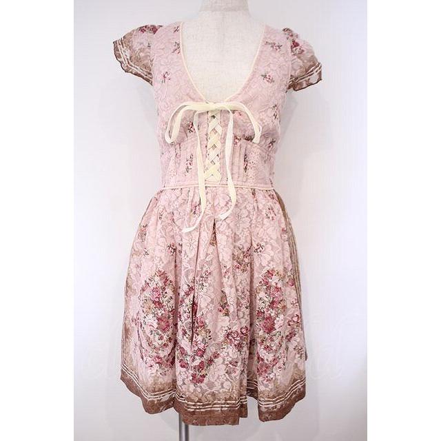 LIZ LISA / 総レースビスチェ風ワンピース 0 ピンクベージュ O-26-02