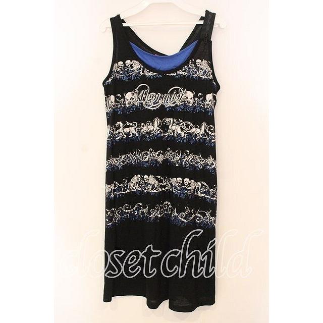 ALGONQUINS / スカルボーダーロングタンクトップ ブラック×ブルー