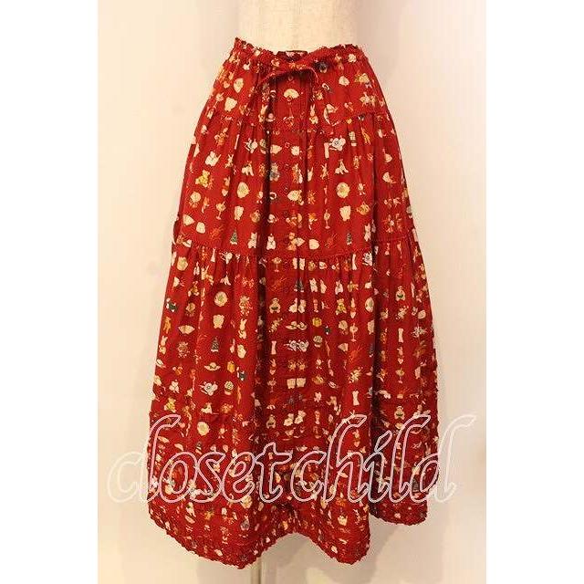 PINK HOUSE / Pink House Favoritesプリントスカート アカ O-26-01-08