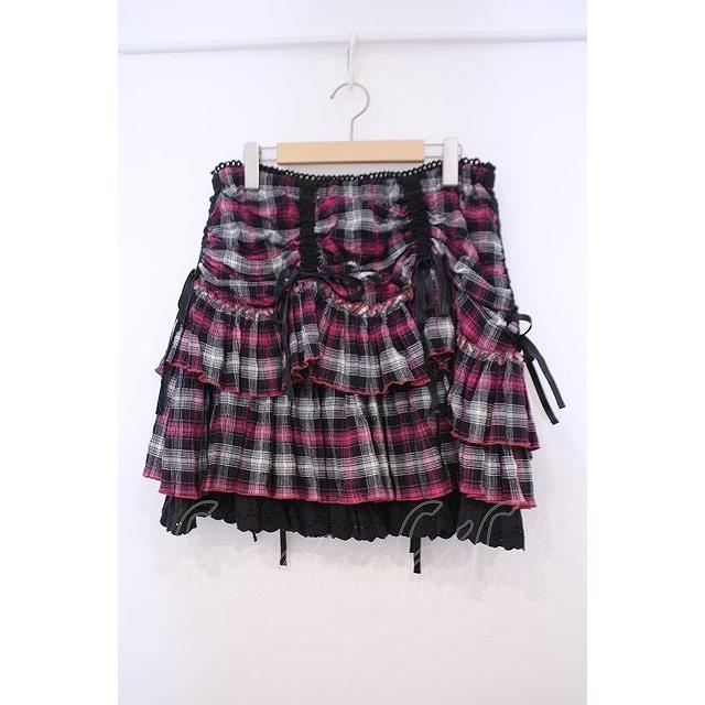 ALGONQUINS / ドロストチェックスカート F ピンクxブラック O-26-01