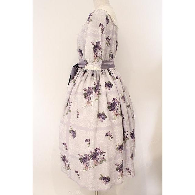 ミルフィーユクローゼット　ドット柄ワンピース　ラベンダー Melody BasKet / Violet laceスクエアカラーワンピース M ラベンダー O