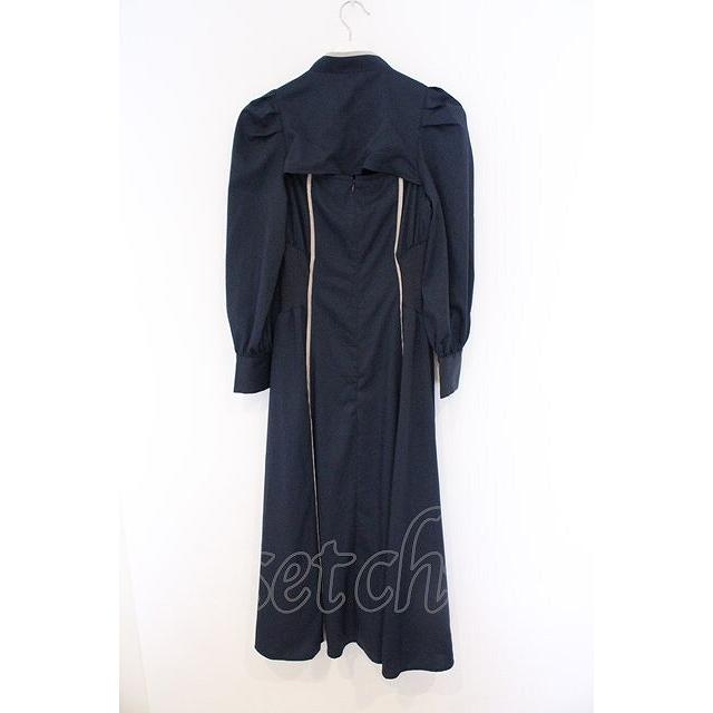 axes femme POETIQUE / デコルテ開きラインワンピース M ネイビー O-26
