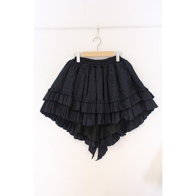 MARBLE / パニエ入り後V字総フリルスカート ネイビー・水玉ジャガード