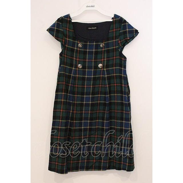 Jane Marple / タータンチェック半袖ワンピース M グリーン O-26-05-19