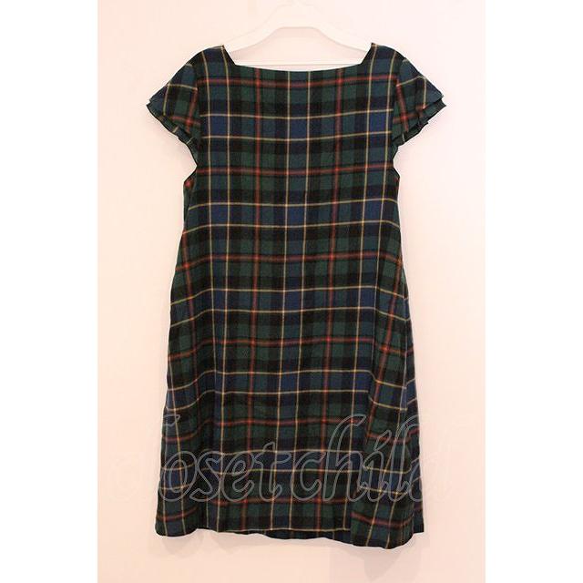 Jane Marple / タータンチェック半袖ワンピース M グリーン O-26-05-19