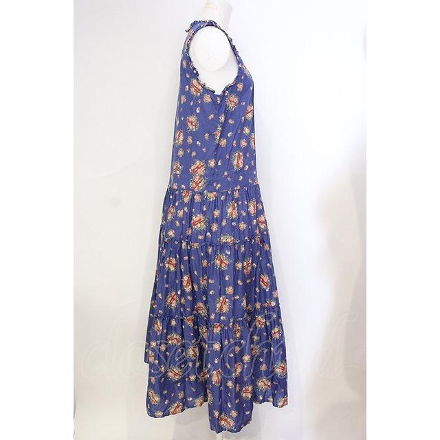 PINK HOUSE / ロゴブーケノースリーブワンピース ブルー O-25-07-08