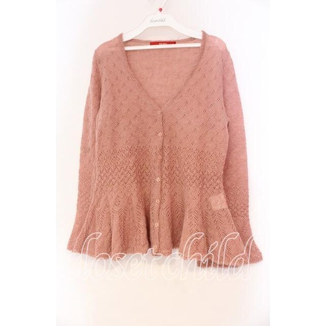 PINK HOUSE / 透かし編みカーディガン ピンク O-25-10-31-083-LO-TS-IG