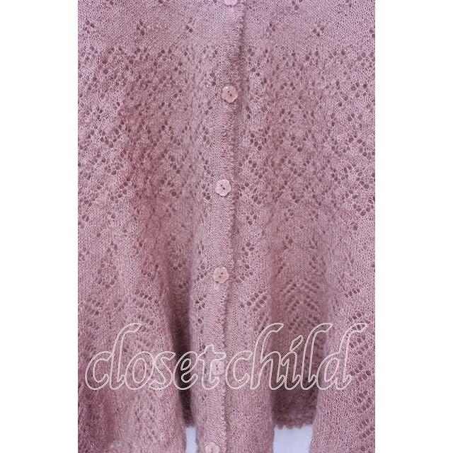 ピンクハウス カーディガン PINK HOUSE / 透かし編みカーディガン ピンク O-25-10-31-083-LO-TS-IG