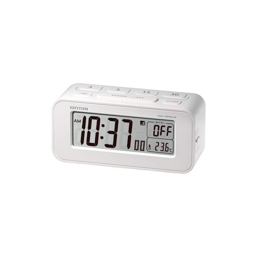 RHYTHM デジタル置時計 ホワイト RHYTHM 目覚まし時計 8RZ231SR03 正規品 置時計 タイマー 電波