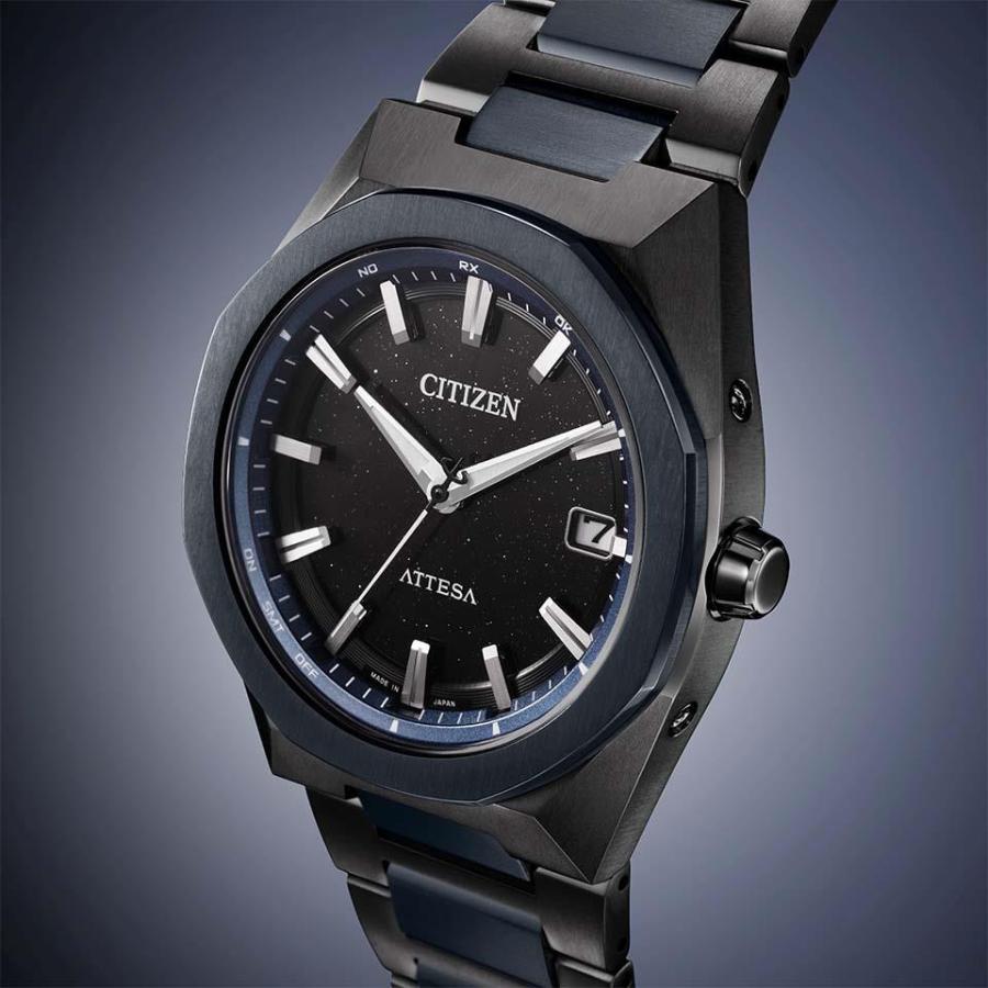 CITIZEN ATESSA シチズン アテッサ CB3046-76E 正規品 光発電 エコ・ドライブ 電波 10気圧防水 スーパーチタニウム ブラック ダークブルーの画像