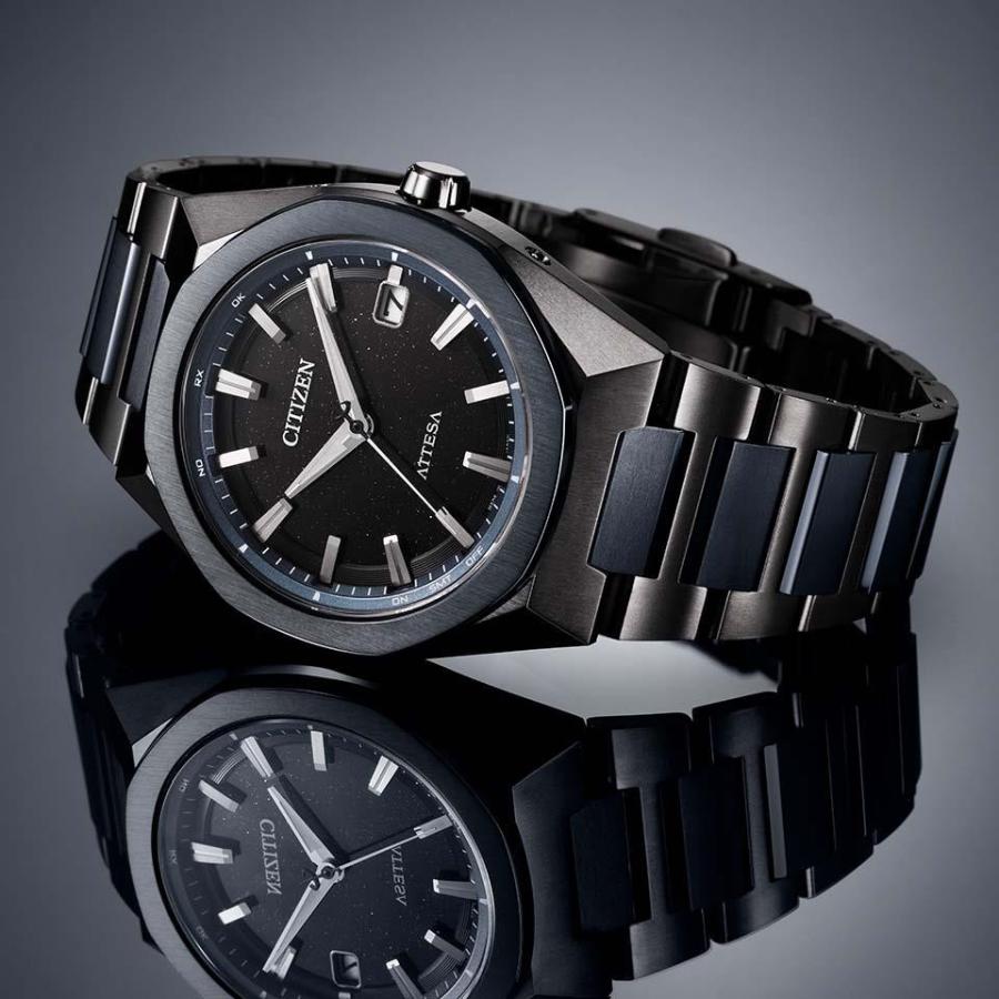 CITIZEN ATESSA シチズン アテッサ CB3046-76E 正規品 光発電 エコ・ドライブ 電波 10気圧防水 スーパーチタニウム ブラック ダークブルーの画像