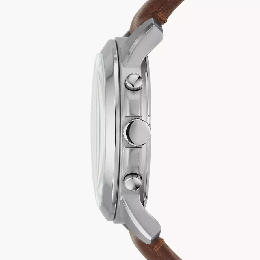 FOSSIL フォッシル FW99X0115 正規品 GRANT 5気圧防水  電池式  クロノグラフ シルバー ブラック ブラウンレザー ステンレススチールの画像