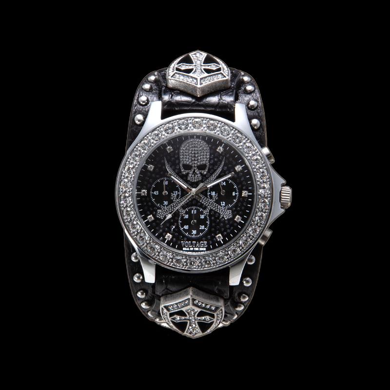 VOLTAGE 正規品 VO-013SIX-02B SENTINEL9 センチネル ブラック 黒 ヴォルテージ レザーベルト クロノグラフ 腕時計 メンズウォッチ｜clost｜02