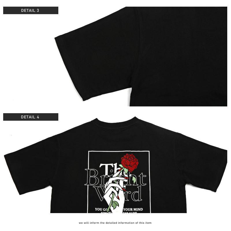 Tシャツ メンズ トップス ルーズ イラスト ロゴ プリント 刺繍 薔薇 ビッグシルエット 半袖 ストリート 0529 Clothes Unit 通販 Yahoo ショッピング