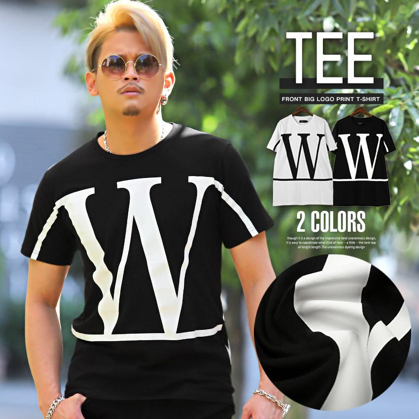 Tシャツ メンズ トップス 黒 白 カットソー アルファベット ビッグロゴ プリント 半袖 ロゴ ビター系 0648 Clothes Unit 通販 Yahoo ショッピング