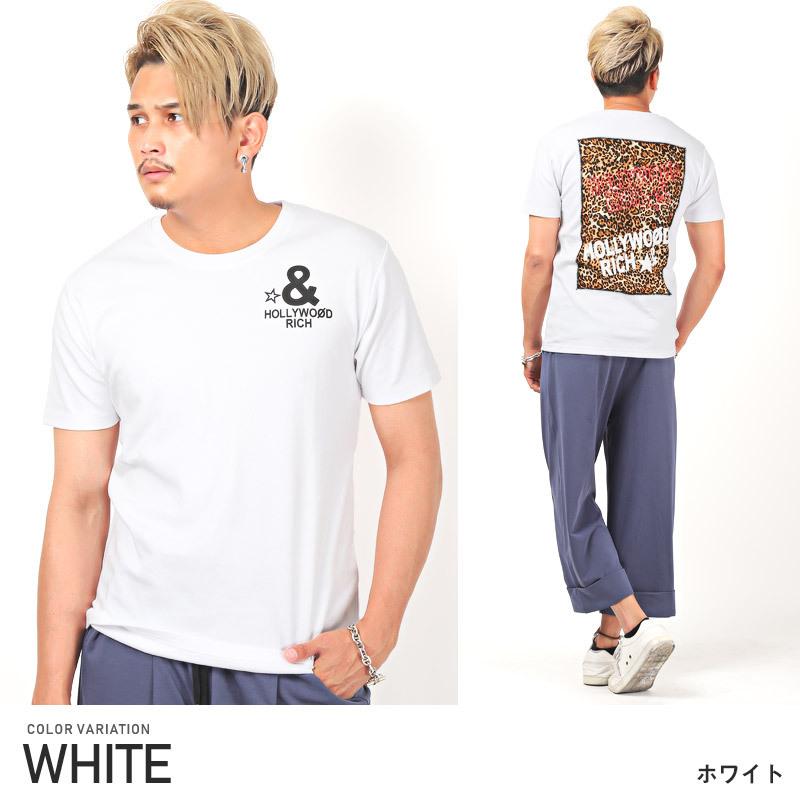 Tシャツ メンズ トップス 細身 黒 白 カットソー 貼り付け プリント ロゴ 豹柄 レオパード 半袖 ビター系 07 Clothes Unit 通販 Yahoo ショッピング