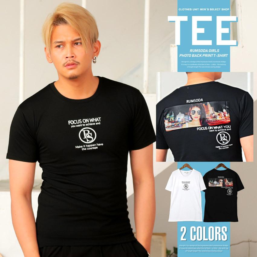 Tシャツ メンズ トップス 細身 黒 白 カットソー Rumsoda ロゴ プリント フォト 半袖 ガール ビター系 04 Clothes Unit 通販 Yahoo ショッピング