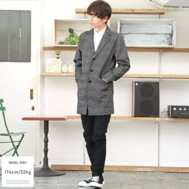 チェスターコート メンズ アウター チェック柄 千鳥柄 総柄 メルトンウール ロング丈 コート |  | 17