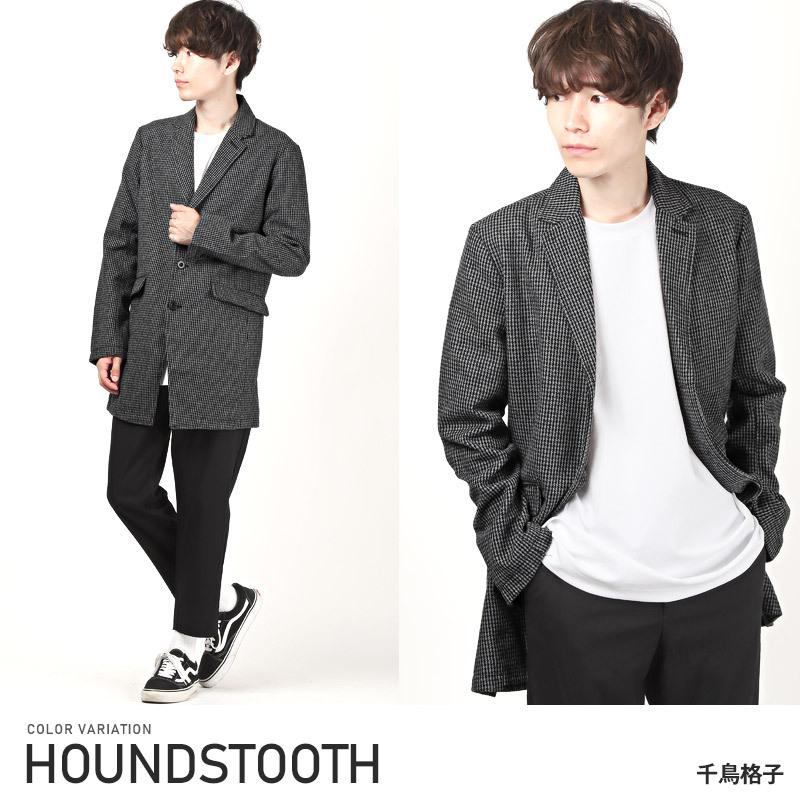 チェスターコート メンズ アウター チェック柄 千鳥柄 総柄 メルトンウール ロング丈 コート |  | 21